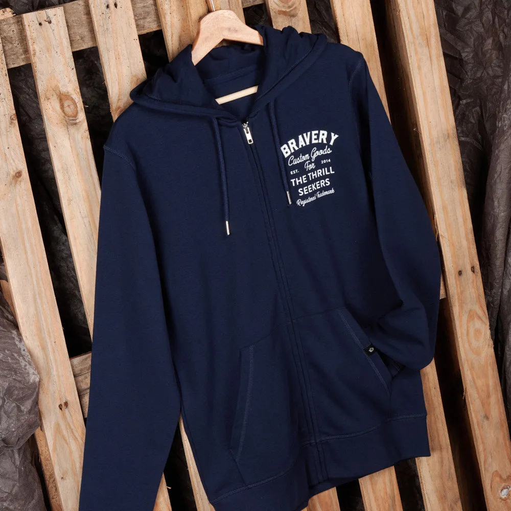 Recondite Zipped Hoodie- Navy Blue