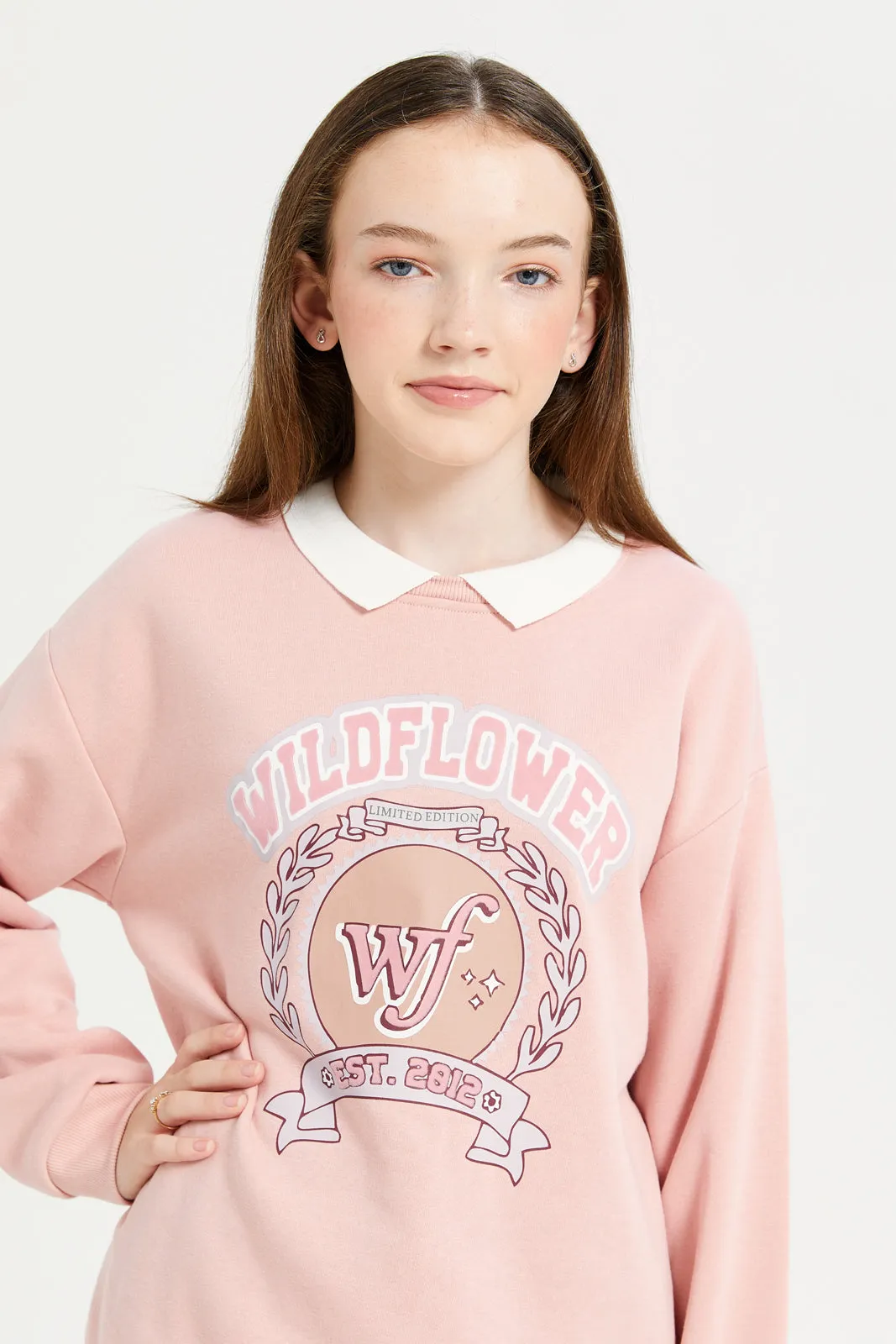 Senior Girls Pink Twofer Sweatshirt