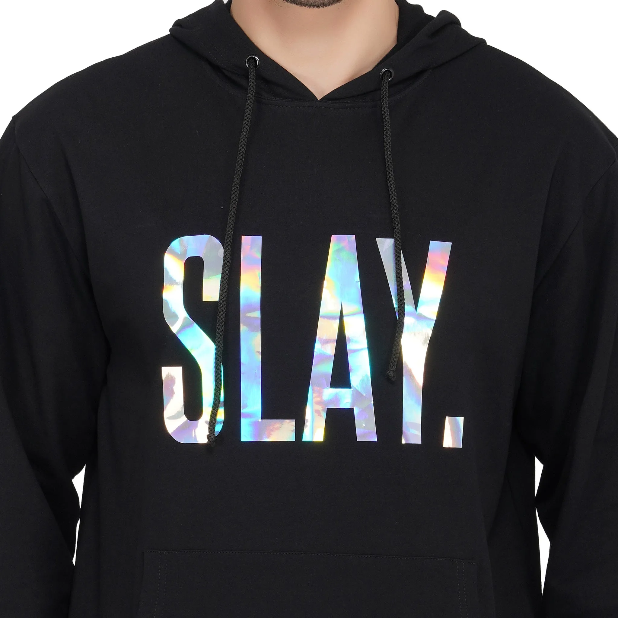 SLAY. Men's Holographic Reflective Print Black Printed Tracksuit 💎 Edition