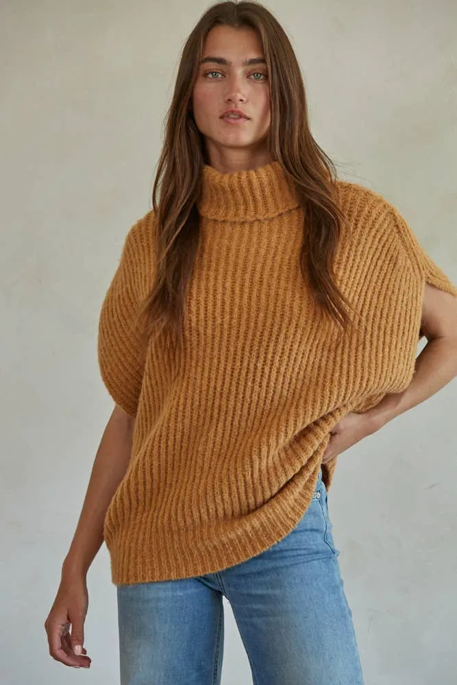 Sleeveless Knit Sweater w/ Turtleneck - Cream