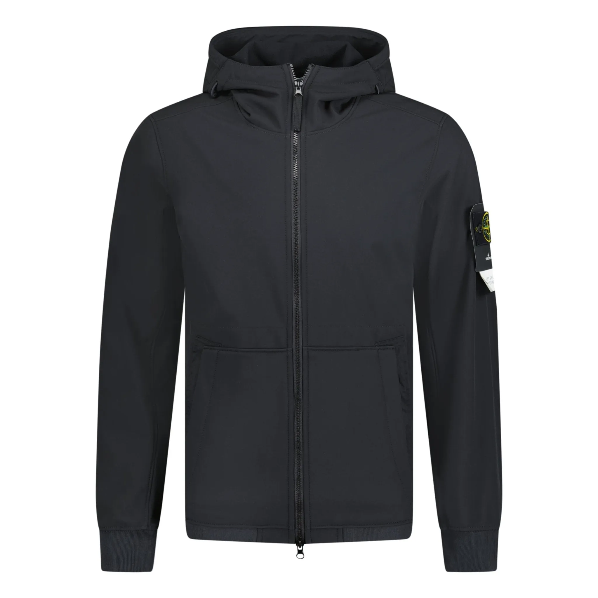 Stone Island Soft Shell Hooded Jacket Black