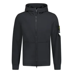 Stone Island Soft Shell Hooded Jacket Black