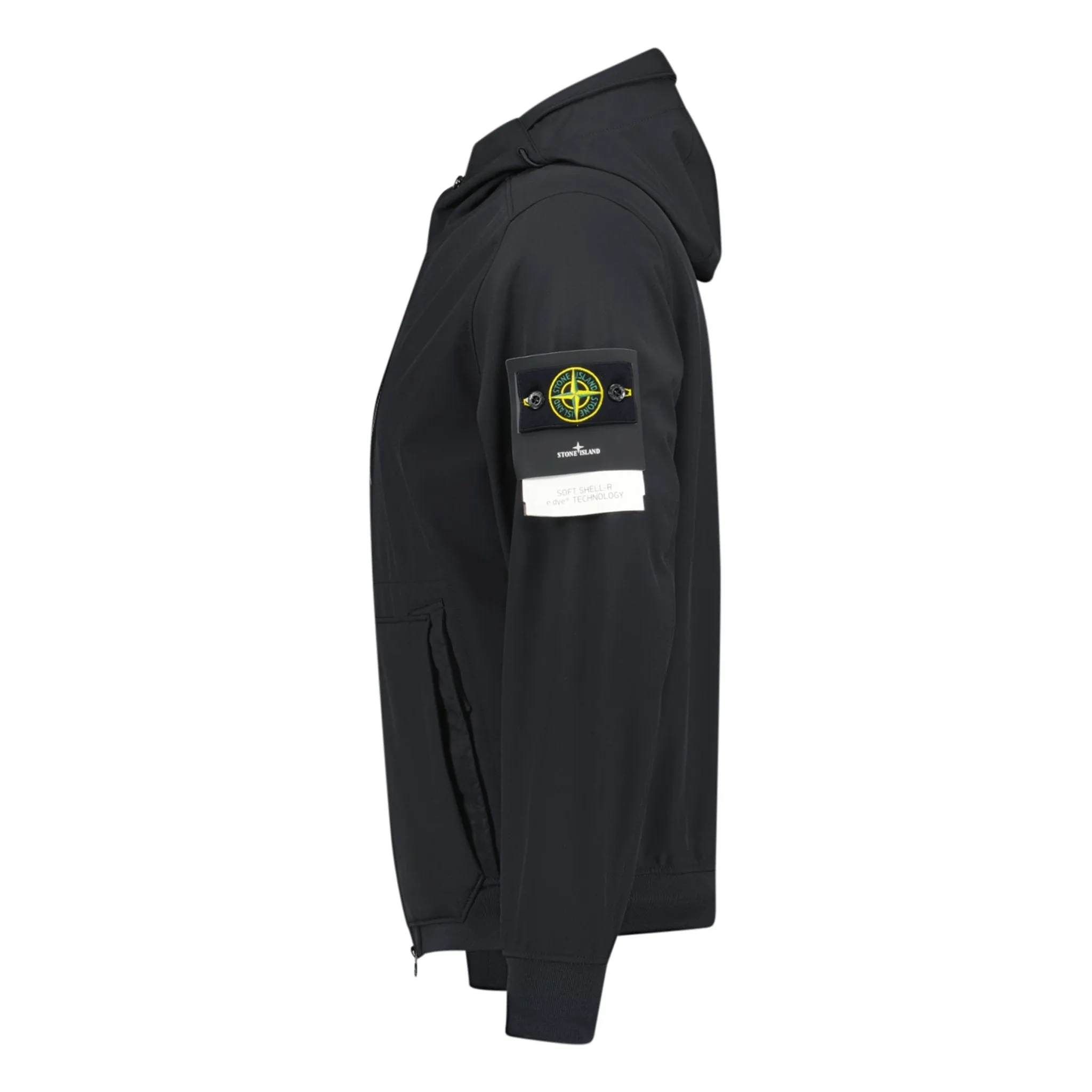 Stone Island Soft Shell Hooded Jacket Black