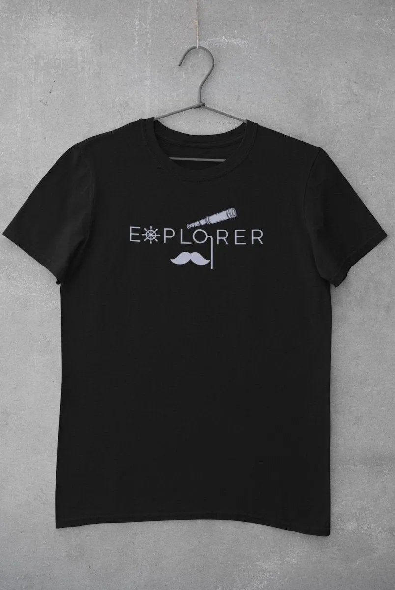 Sustainable T-Shirt | Recycled Plastic   Recycled Cotton Blend | Explorer Design (Black)