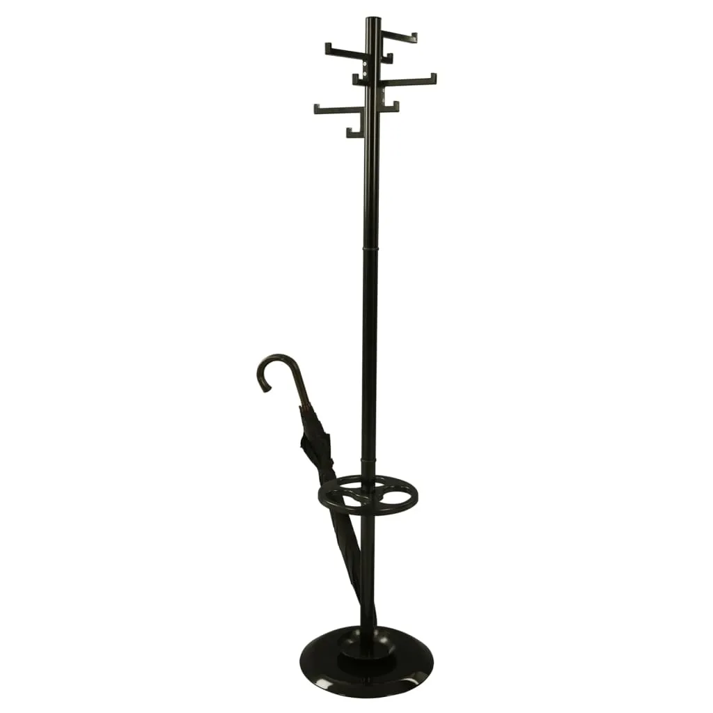 V-Part Standing Coat Rack With 8 Hooks Porcelain Black 178 cm