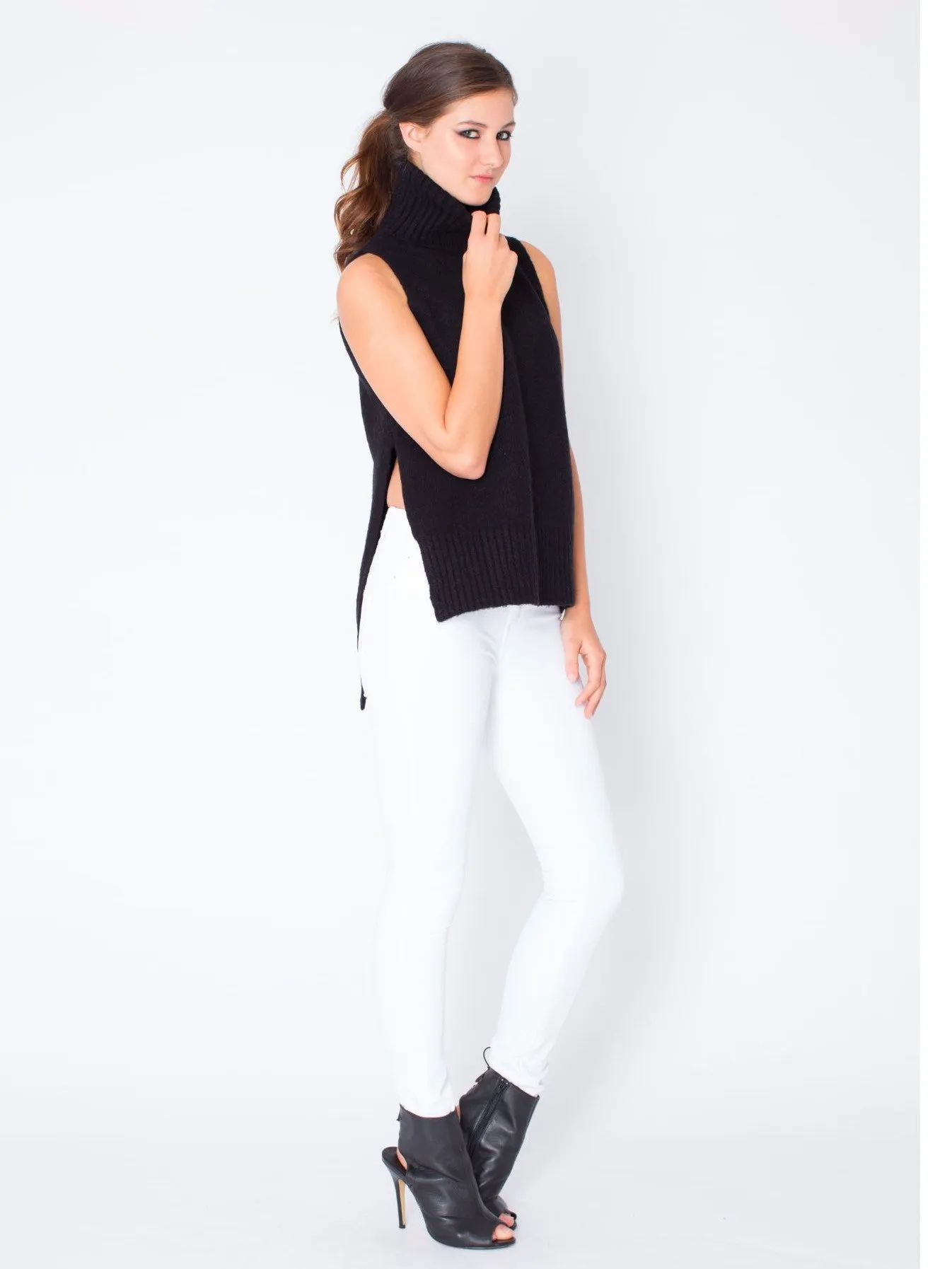 Warm Winds Sleeveless Sweater in Black