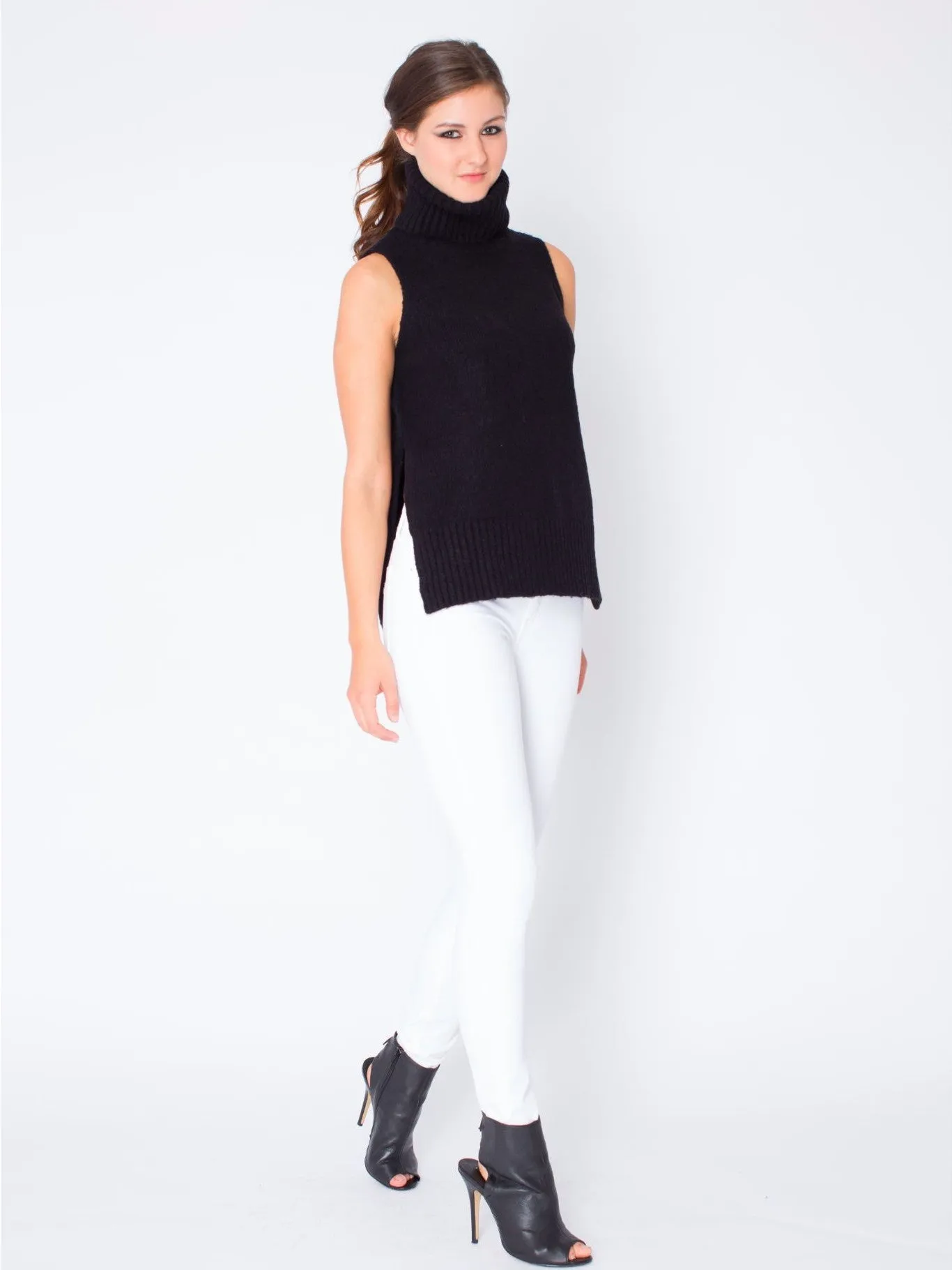 Warm Winds Sleeveless Sweater in Black