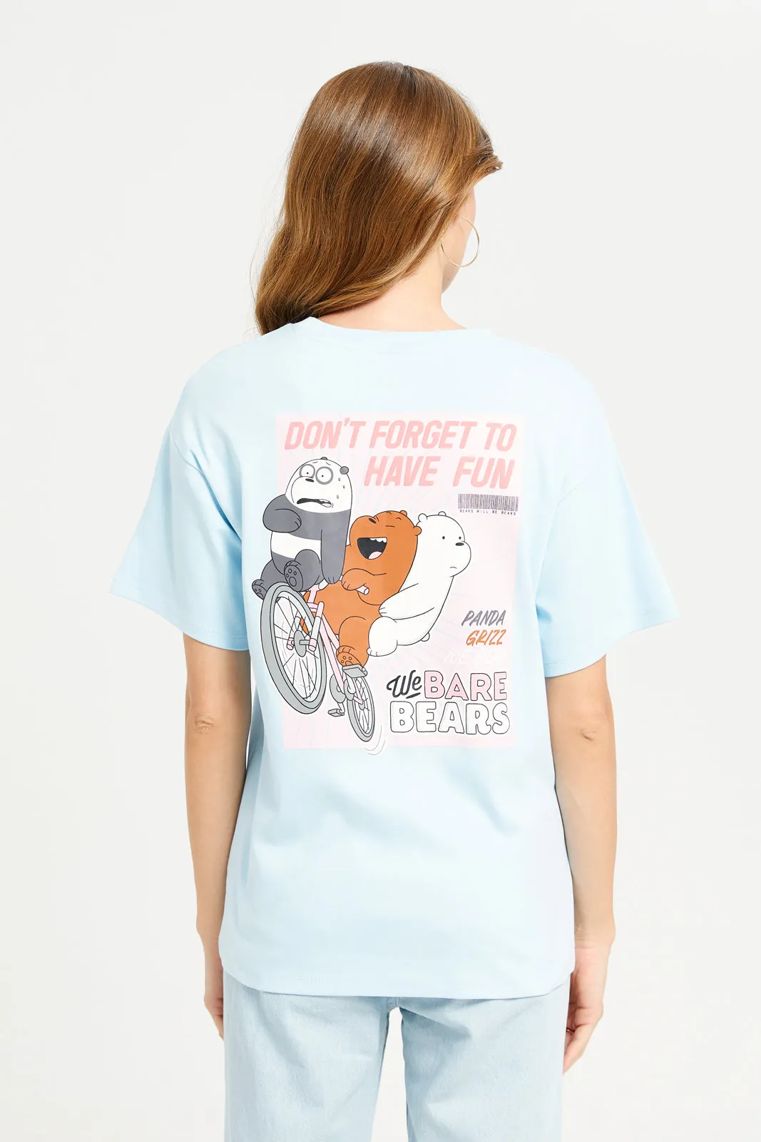 Women Blue We Bare Bears Printed T-Shirt