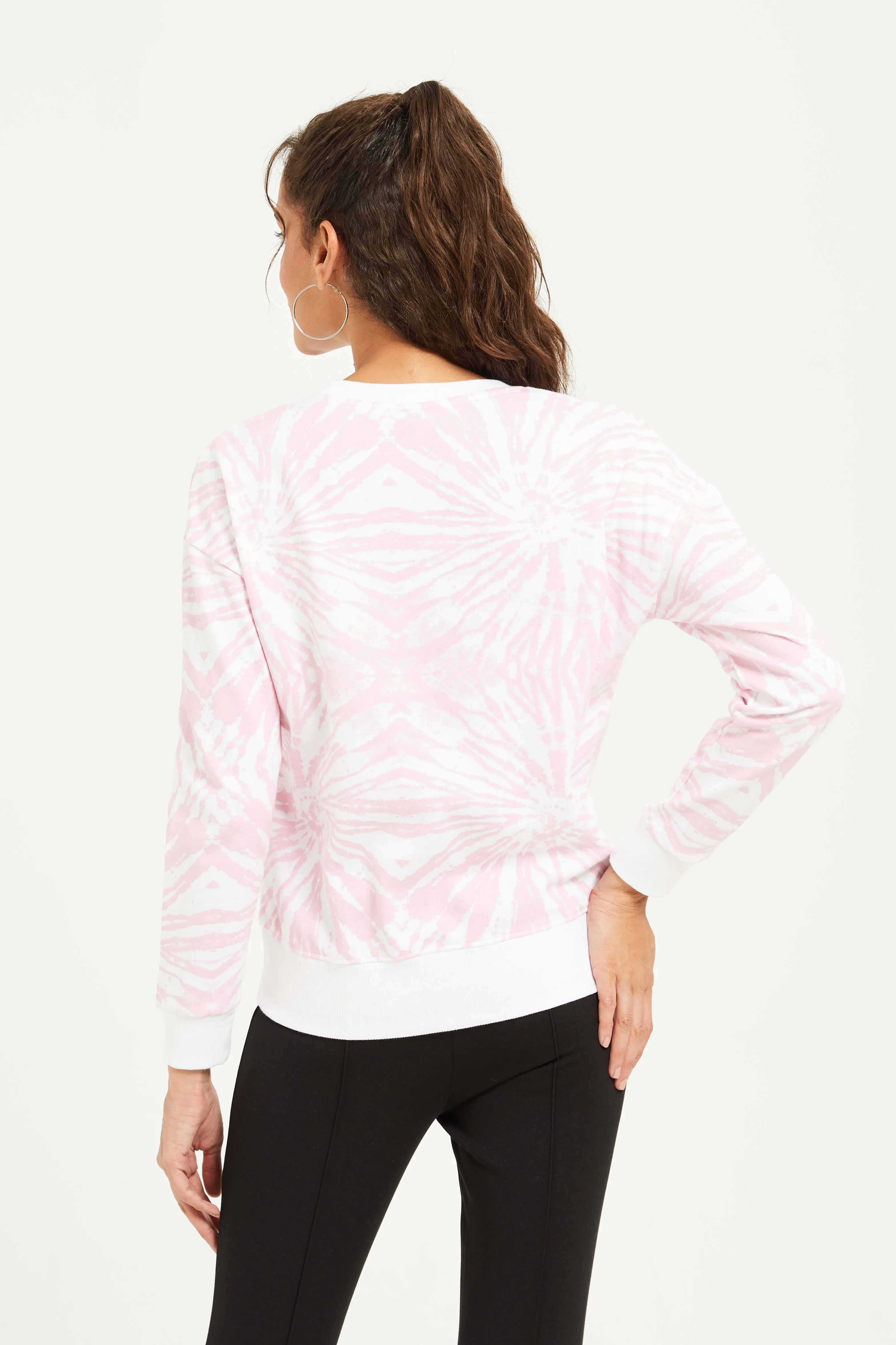 Women Pink Tie-Dye Printed Sweatshirt