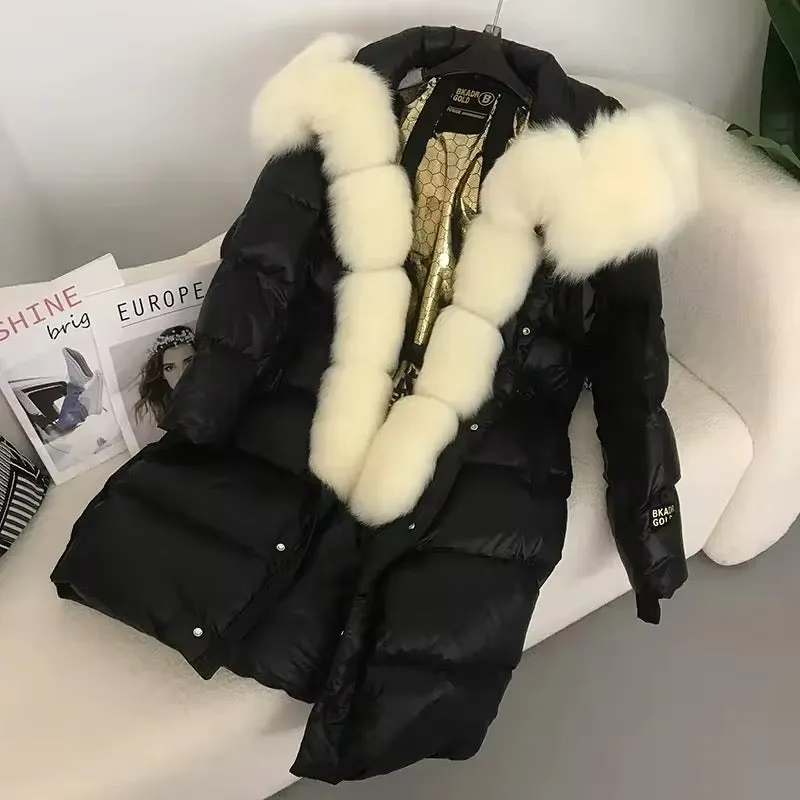 Women's Oversized Duck Down Jacket with Luxurious Natural Fur – Ultimate Winter Warmth & Style