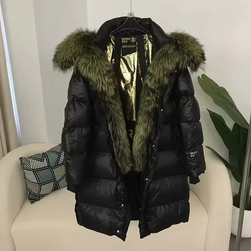 Women's Oversized Duck Down Jacket with Luxurious Natural Fur – Ultimate Winter Warmth & Style