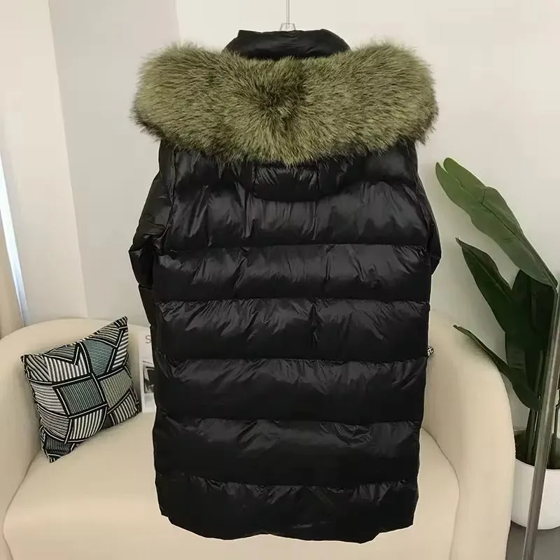 Women's Oversized Duck Down Jacket with Luxurious Natural Fur – Ultimate Winter Warmth & Style