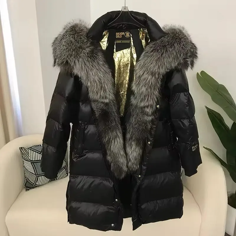 Women's Oversized Duck Down Jacket with Luxurious Natural Fur – Ultimate Winter Warmth & Style