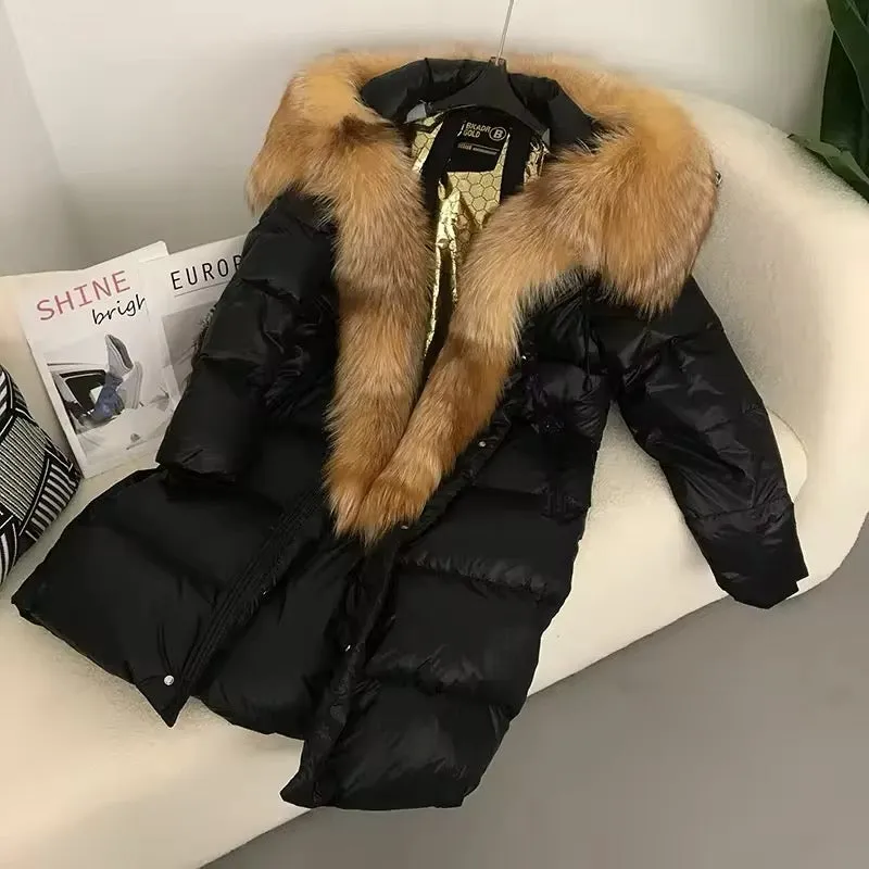 Women's Oversized Duck Down Jacket with Luxurious Natural Fur – Ultimate Winter Warmth & Style